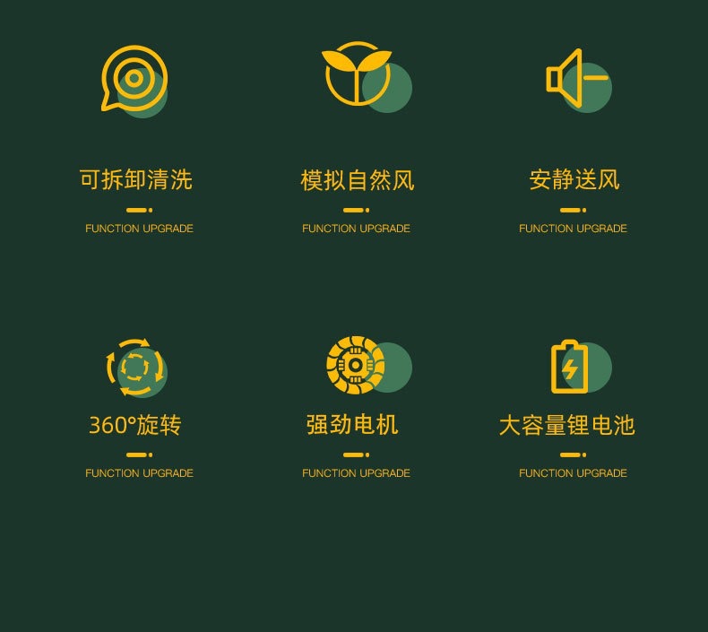 Cross-border Internet celebrity color marquee, desktop fan, USB charging table fan, home, dormitory and office air circulation fan pic 4