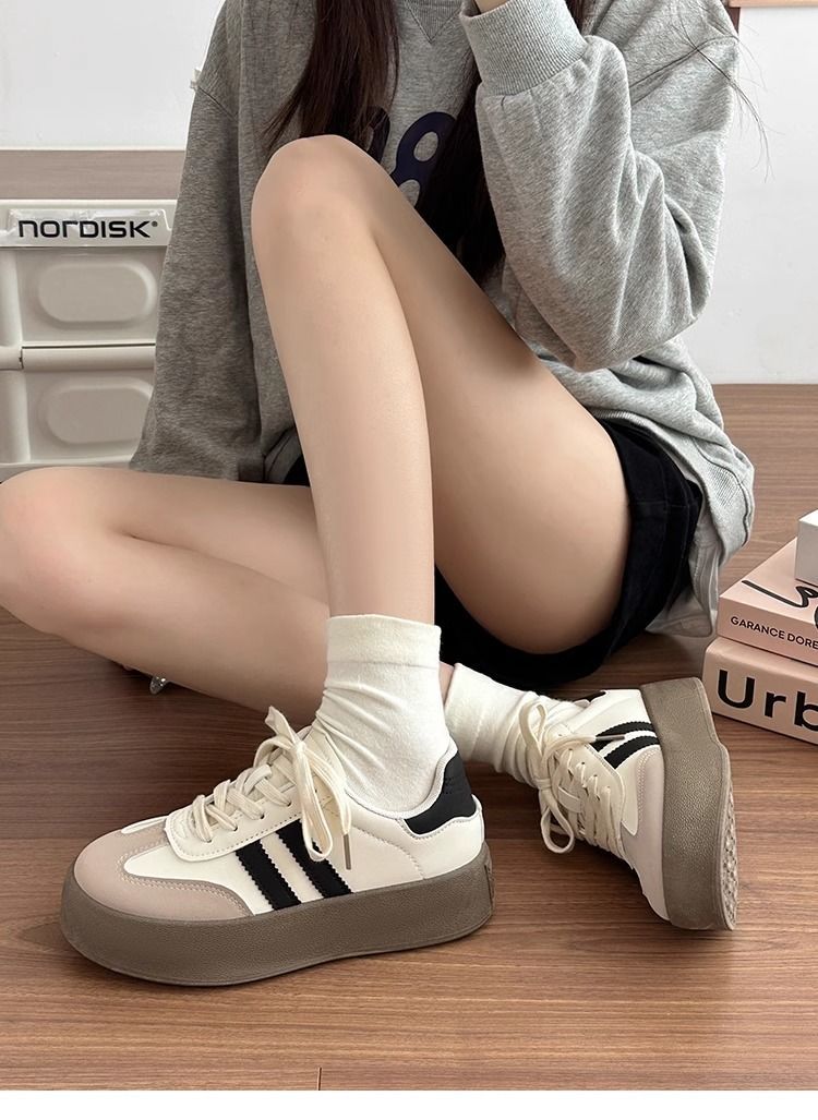 女鞋软底不累脚2025春秋新款时尚百搭小白鞋轻便厚底耐磨休闲鞋详情5