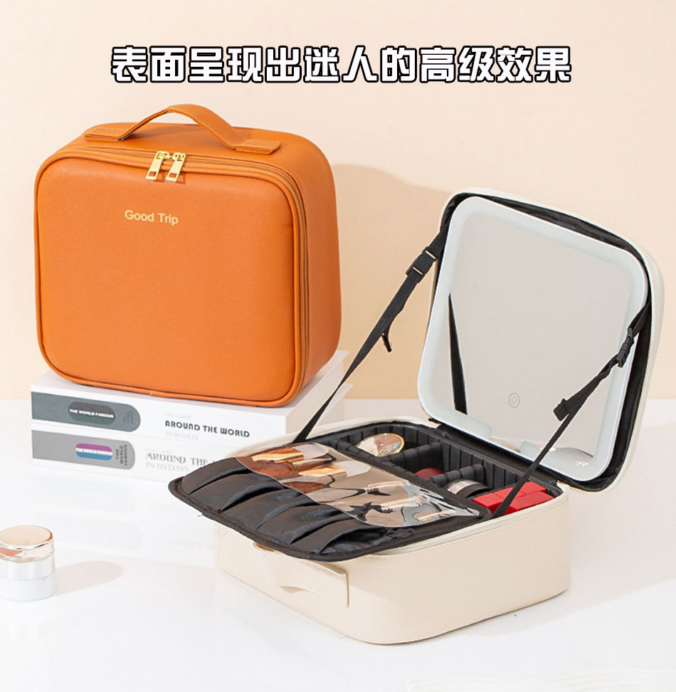 带LED灯镜子化妆包多功能2026新款便携手提大容量专业跟妆包跨境详情6
