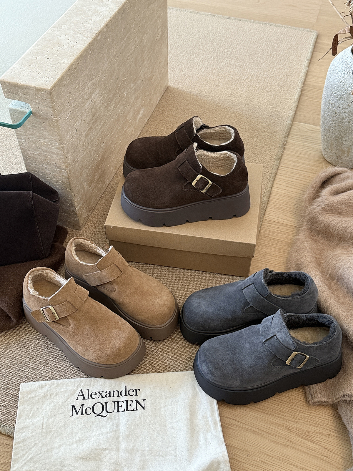 MARCO&JOYCE厚底增高勃肯鞋女冬季新款加绒松糕一脚蹬乐福鞋单鞋详情23