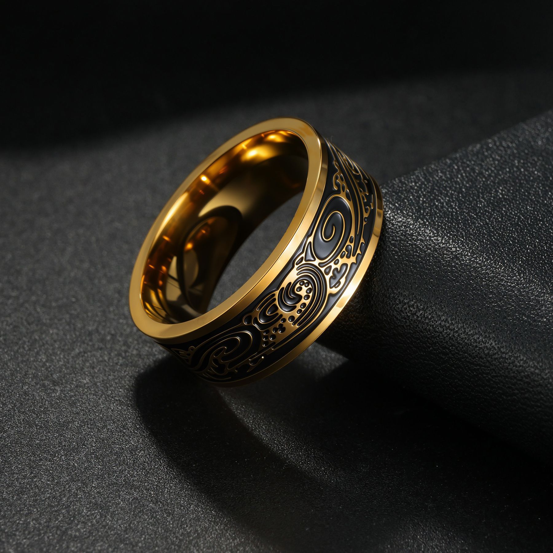 亚马逊欧美热销饰品复古维京恶魔之眼指环长城纹戒指男士钛钢戒指详情15