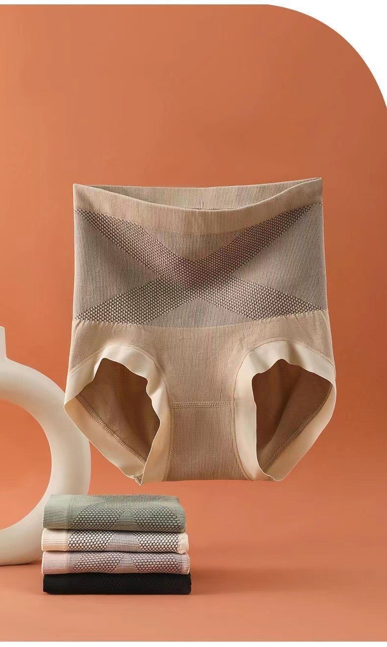 黑绷带无缝高腰女士内裤大码高弹收腹提臀舒适裸感三角裤内裤女士高腰舒适 pic 11