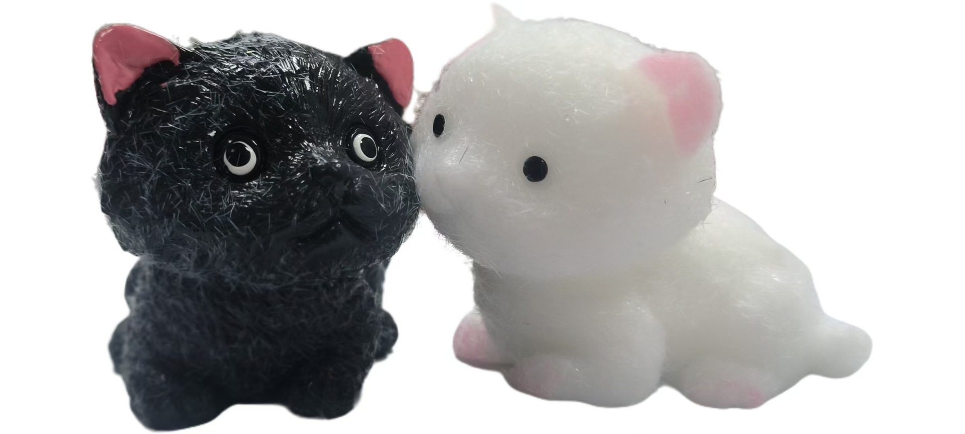 直销TPR软胶毛绒实心小猫捏捏乐黑猫白猫萌宠大团子卡通减压玩具详情8