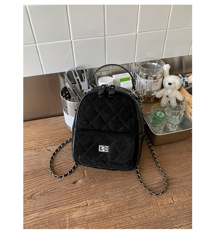 时尚小香风菱格链条女包新款绒面双肩包小众百搭手提包儒雅休闲包详情28
