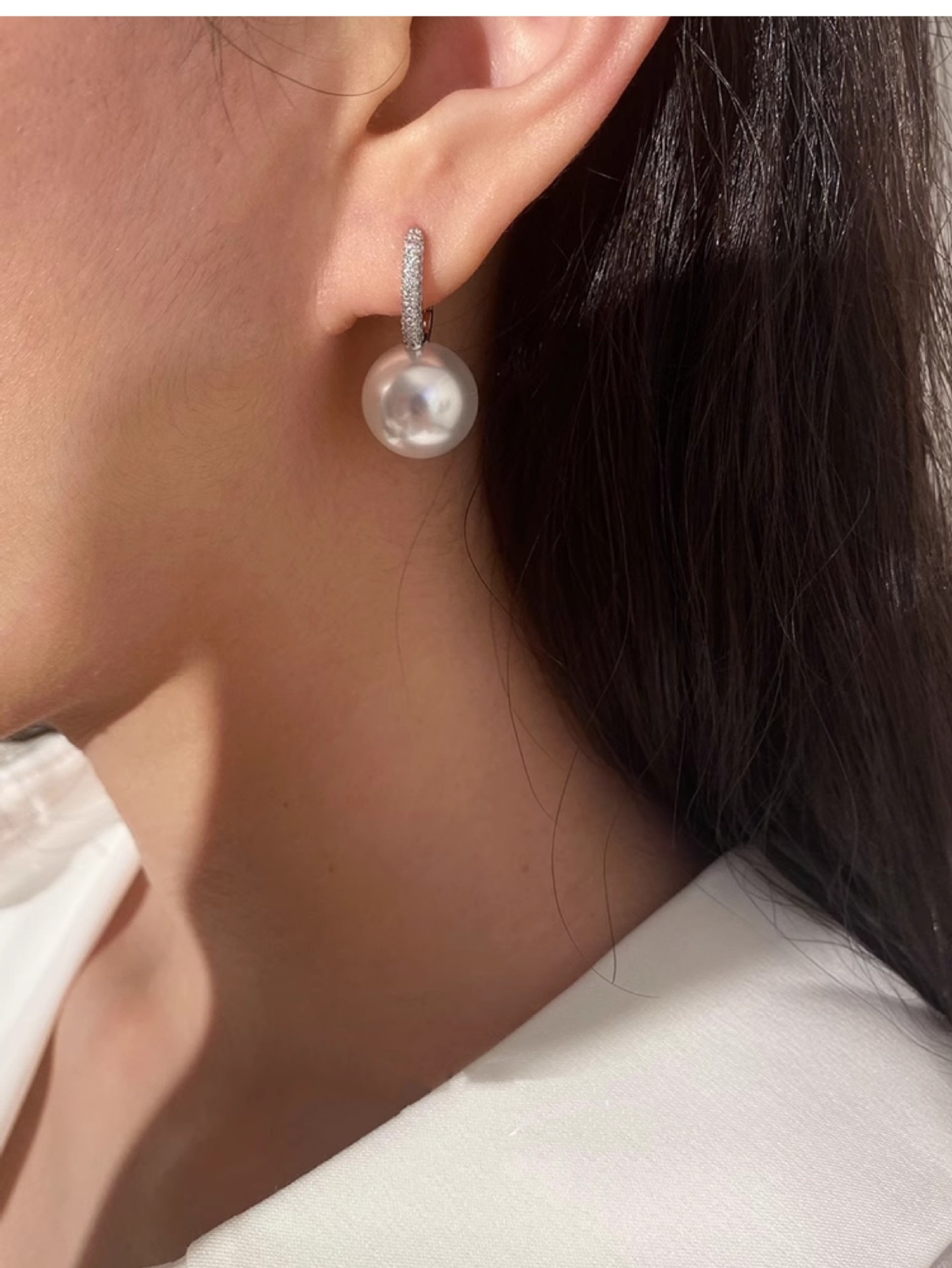 法式轻奢澳白珍珠耳扣s925纯银优雅经典百搭简约气质珍珠耳环耳饰详情10