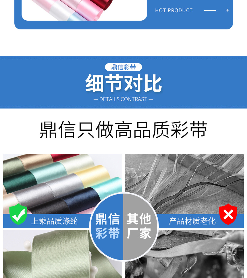 鼎信织带批发 韩国双面涤纶带DIY手工饰品服装彩带礼品包装缎带详情15
