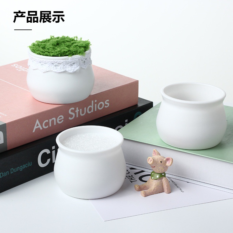 工厂直销塑料花盆简约圆形盆景防摔迷你花盆毛线扭扭棒仿真小花盆详情6