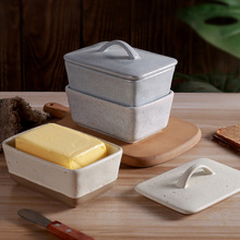 New retro and creative ceramic butter box with lid, square cream box, Western-style butter box in stock pic 7