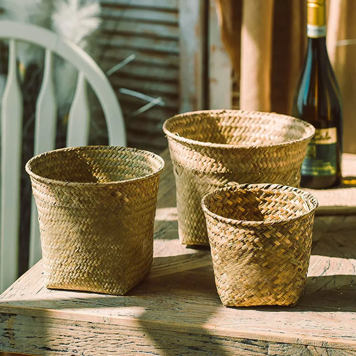 天然草编植物花篮花创意手工柳编藤编花盆多肉花园艺批发编织篮详情16