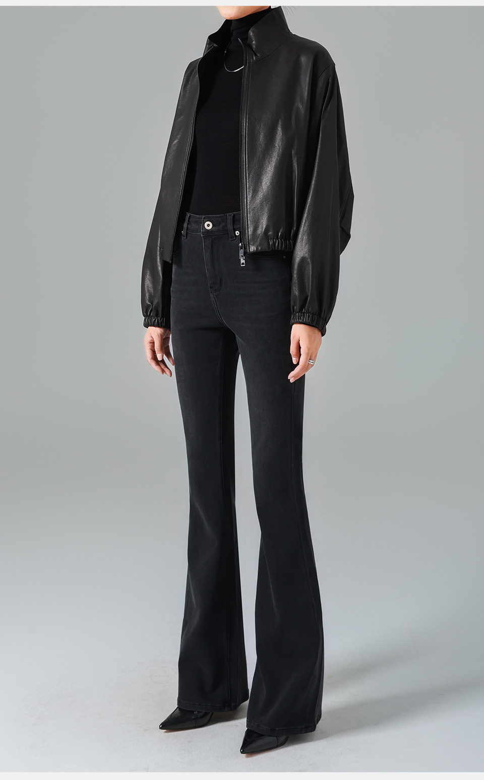 黑灰超模/高腰牛仔裤女微喇叭四面弹显瘦25秋新款提臀紧身显瘦飒详情22