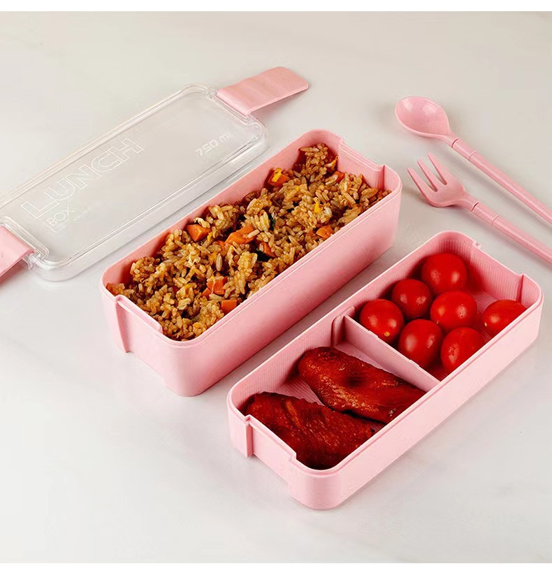 Japanese-style double-layer lunch box with tableware, large-capacity InS-style fresh-keeping box, portable lunch box, can be labeled for cross-border consignment pic 11
