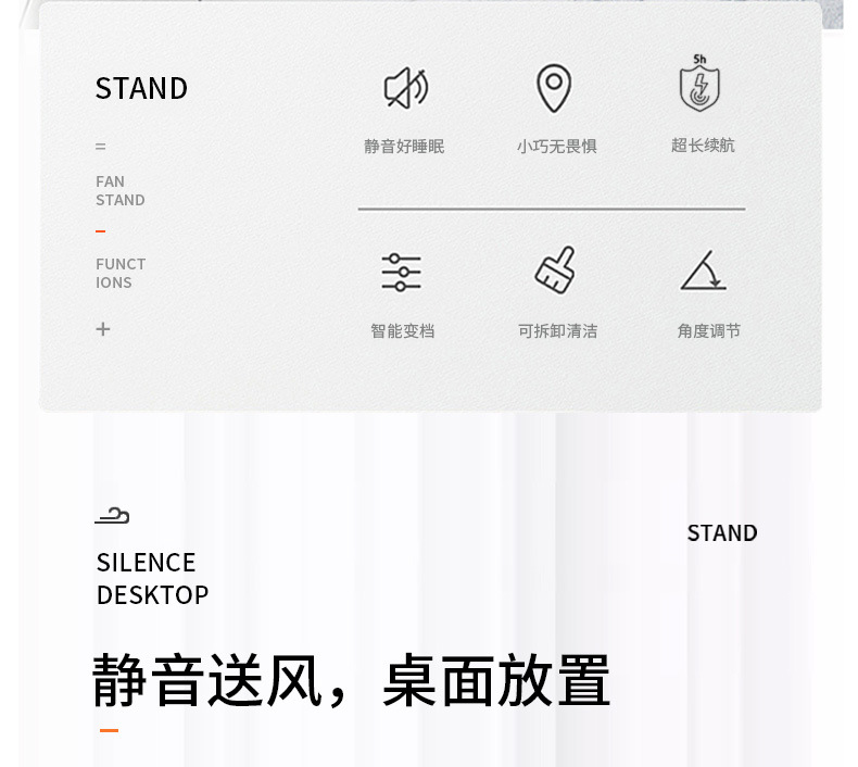 桌面风扇 USB充电迷你四档调节小风扇静音大风力办公室内小电风扇详情23