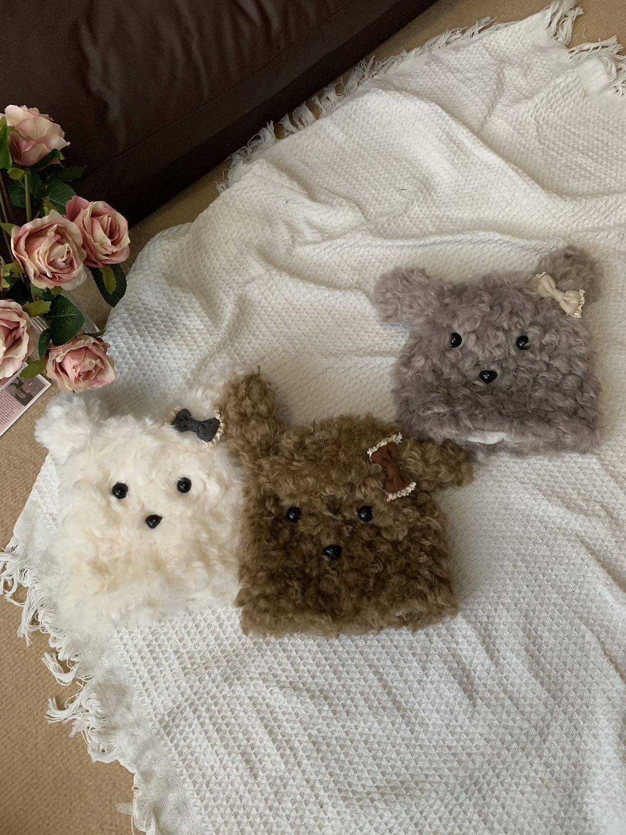 新卡通毛茸茸可爱斜耳狗毛绒手套时尚护手女加厚保暖百搭时尚袖套详情28