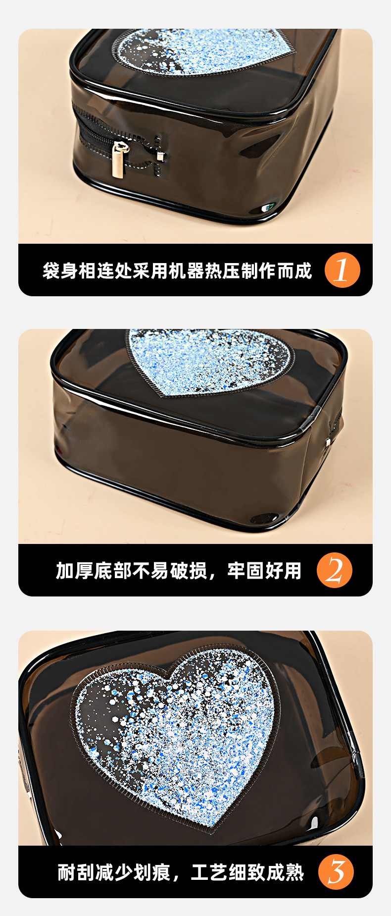 便携PVC化妆包收纳袋可爱洗漱袋多功能化妆品收纳包网红款现货直销妈咪晚宴包袋箱包皮具详情11