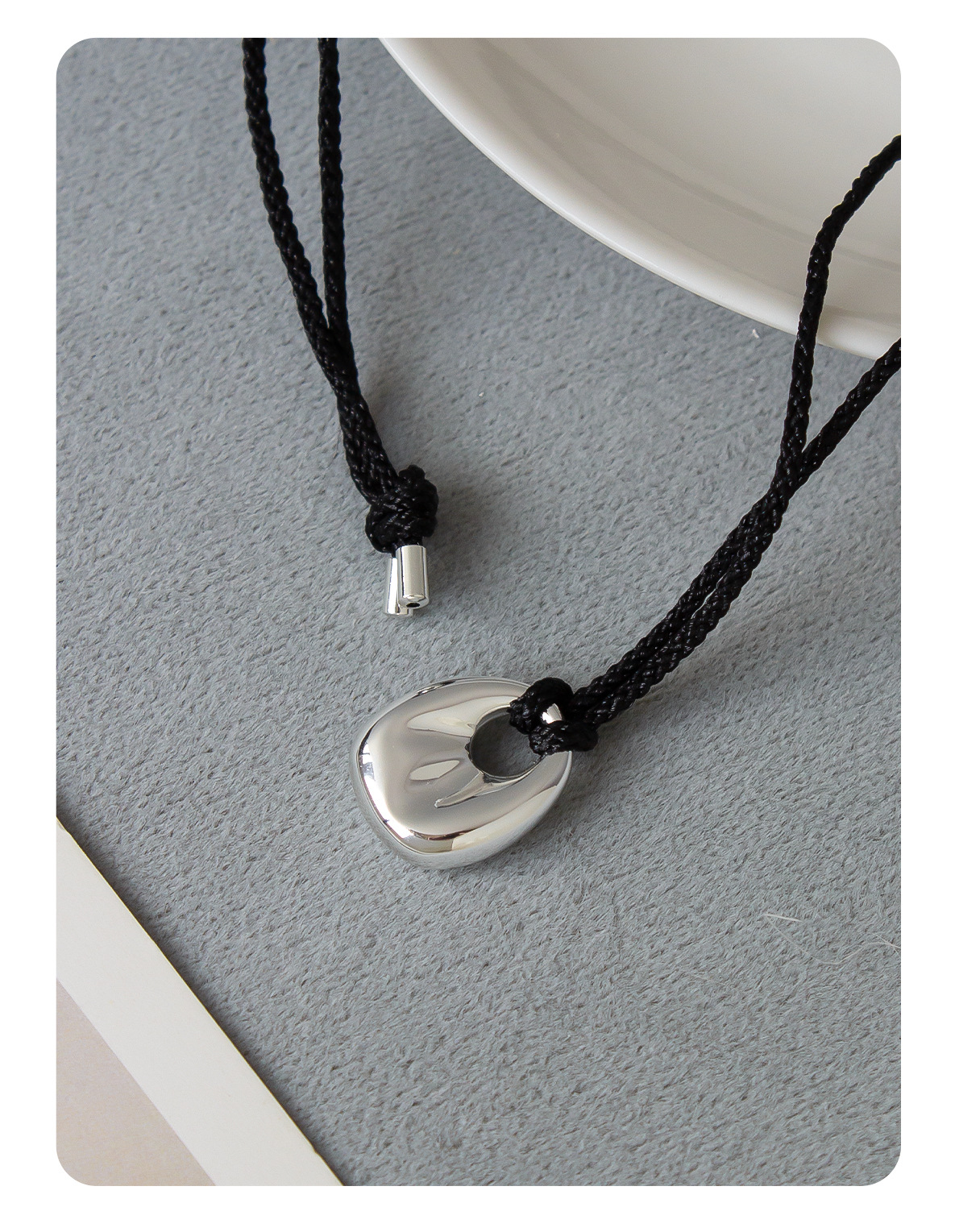 车静媛同款银色包包项链 2024新款轻奢黑绳长款可调节银色毛衣链详情8