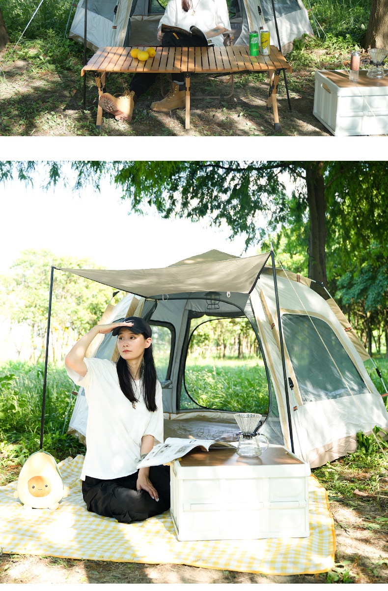 Wholesale of 3-4 person outdoor camping tents, hexagonal fully automatic folding quick-opening canopies, thickened rainproof self-driving equipment pic 22