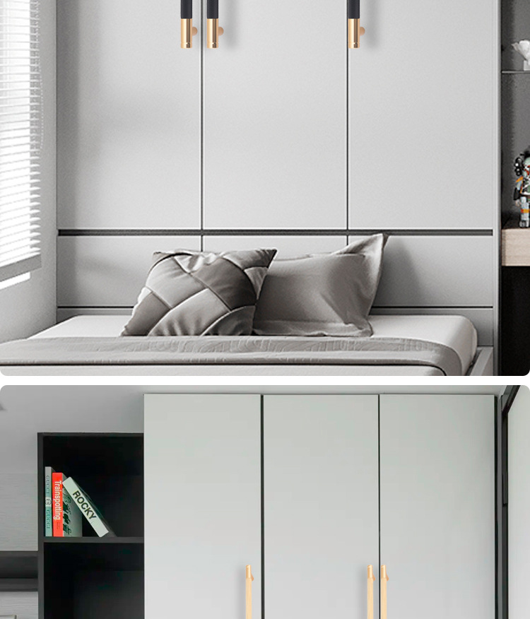 金色双色柜门拉手简约轻奢衣柜抽屉把手橱柜酒柜欧式电视柜手柄详情5