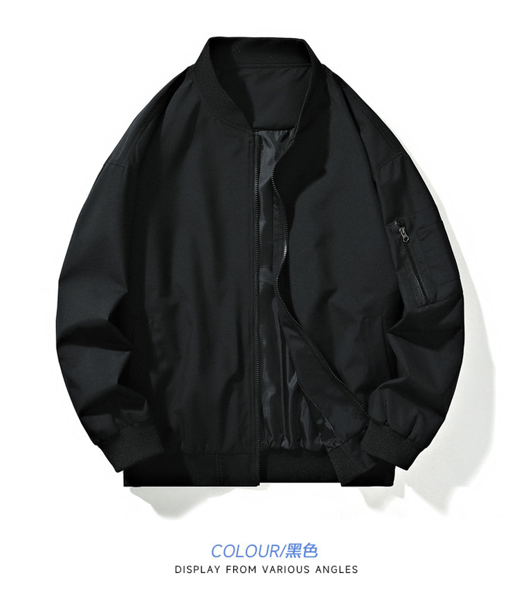 夹克男新款春秋季男士棒球服外套美式潮牌休闲飞行员夹克纯色男装详情16