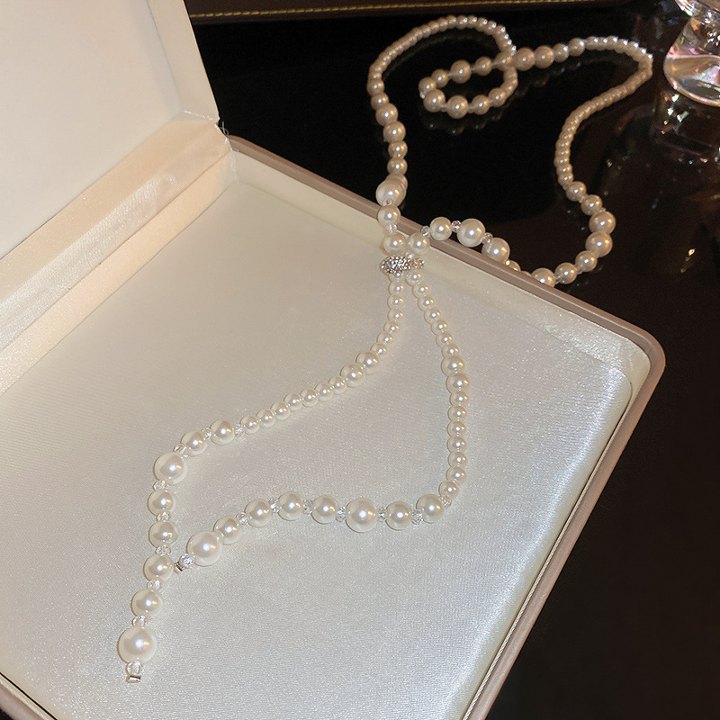 Irregular long pearl necklace, French light luxury style, sweater chain, niche simple and high-end necklace wholesale for women pic 69