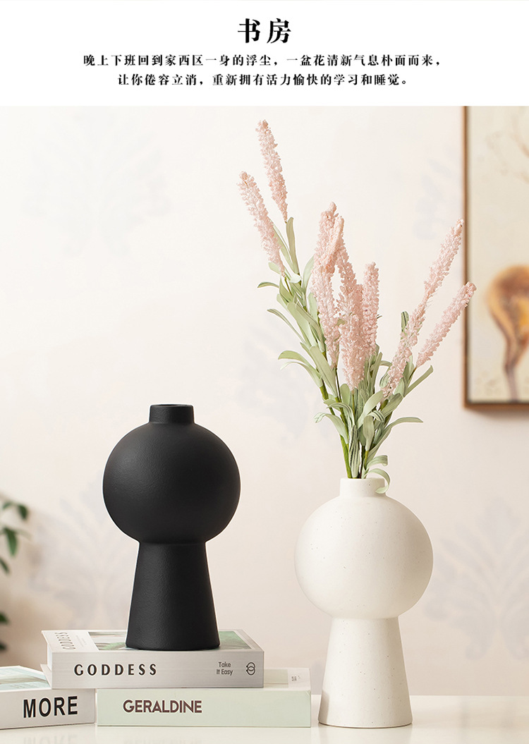 2025 Nordic minimalist Ceramic vases, light luxury dried flower arrangements, home living room and bedroom decorative items, cross-border best-selling vase ornaments pic 2