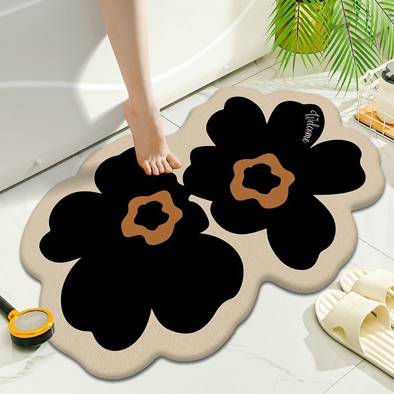 花朵浴室橡胶防滑易打理地垫小清新卫生间门口硅藻泥吸水速干脚垫详情4