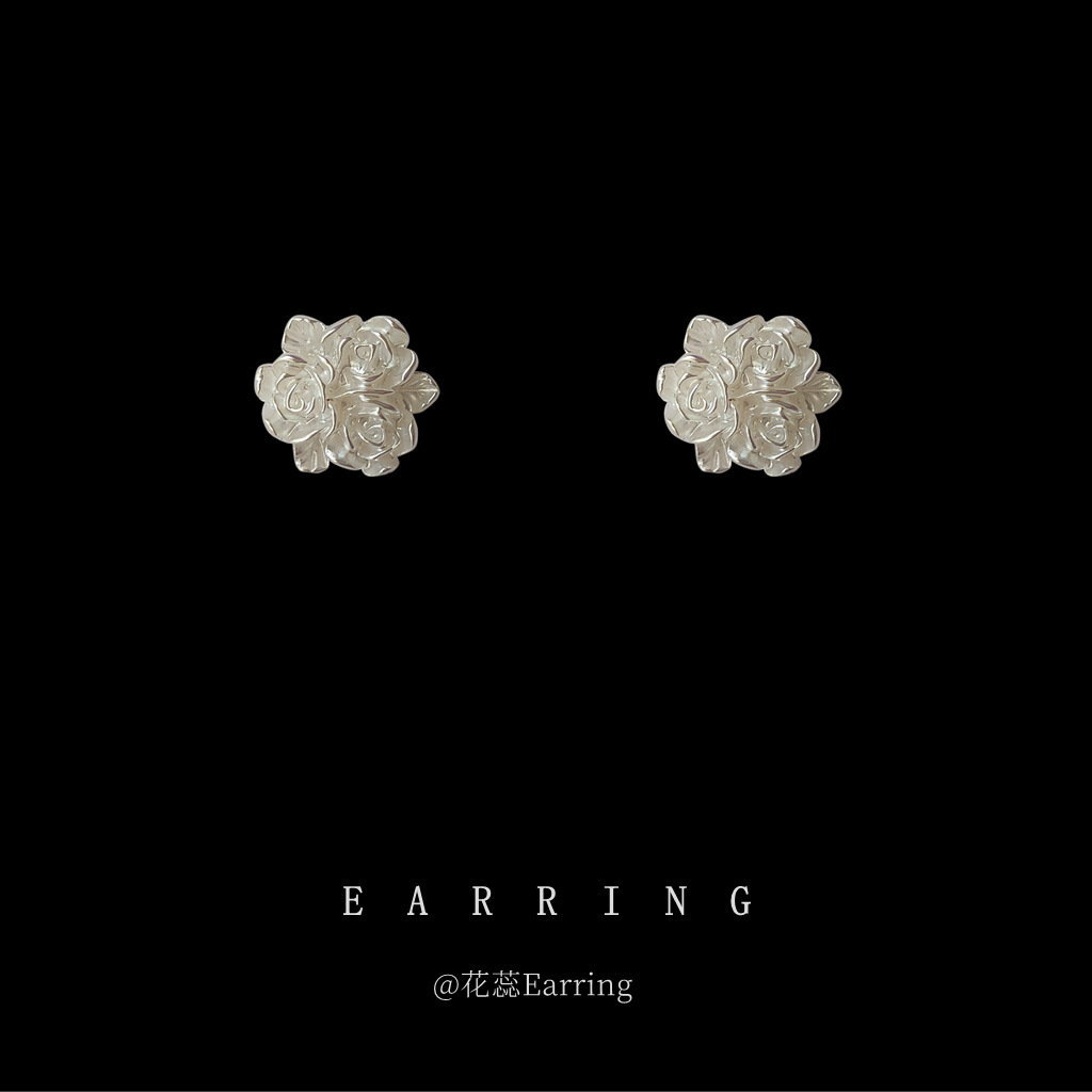 What a beautiful flower! Wholesale 925 silver needle stud earrings, gentle, sweet, simple and fresh rose earrings, new style earrings pic 2