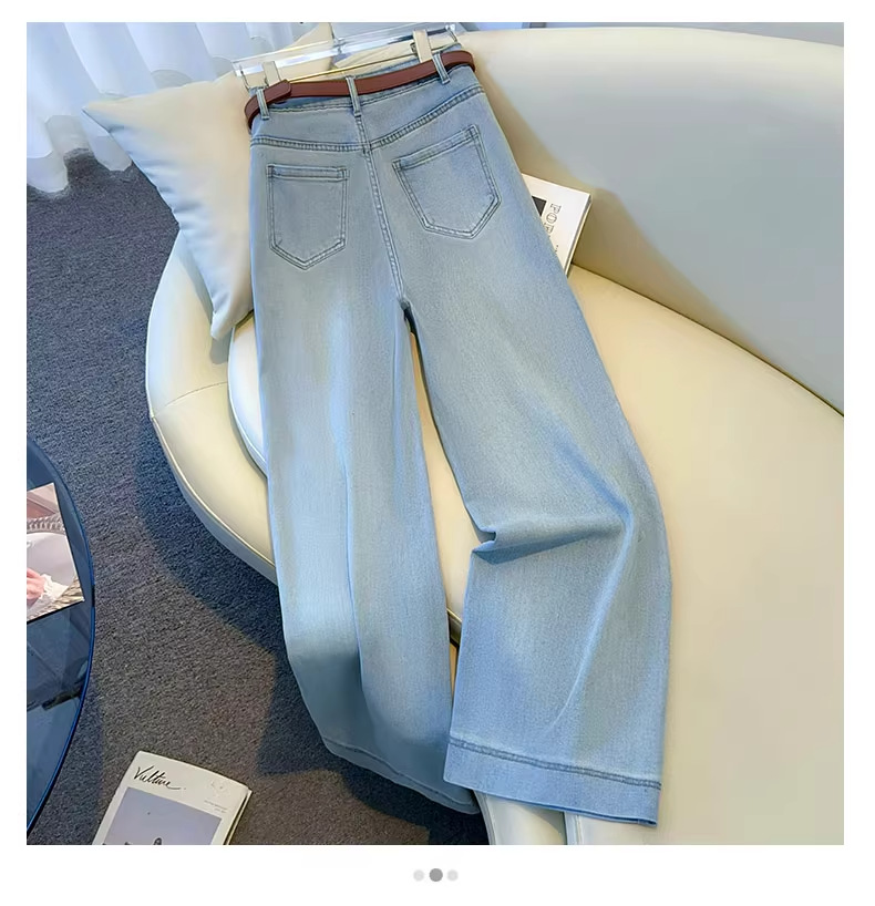天丝夏季薄款高腰直筒阔腿裤牛仔裤女九分直筒裤子女宽松新款3301详情6