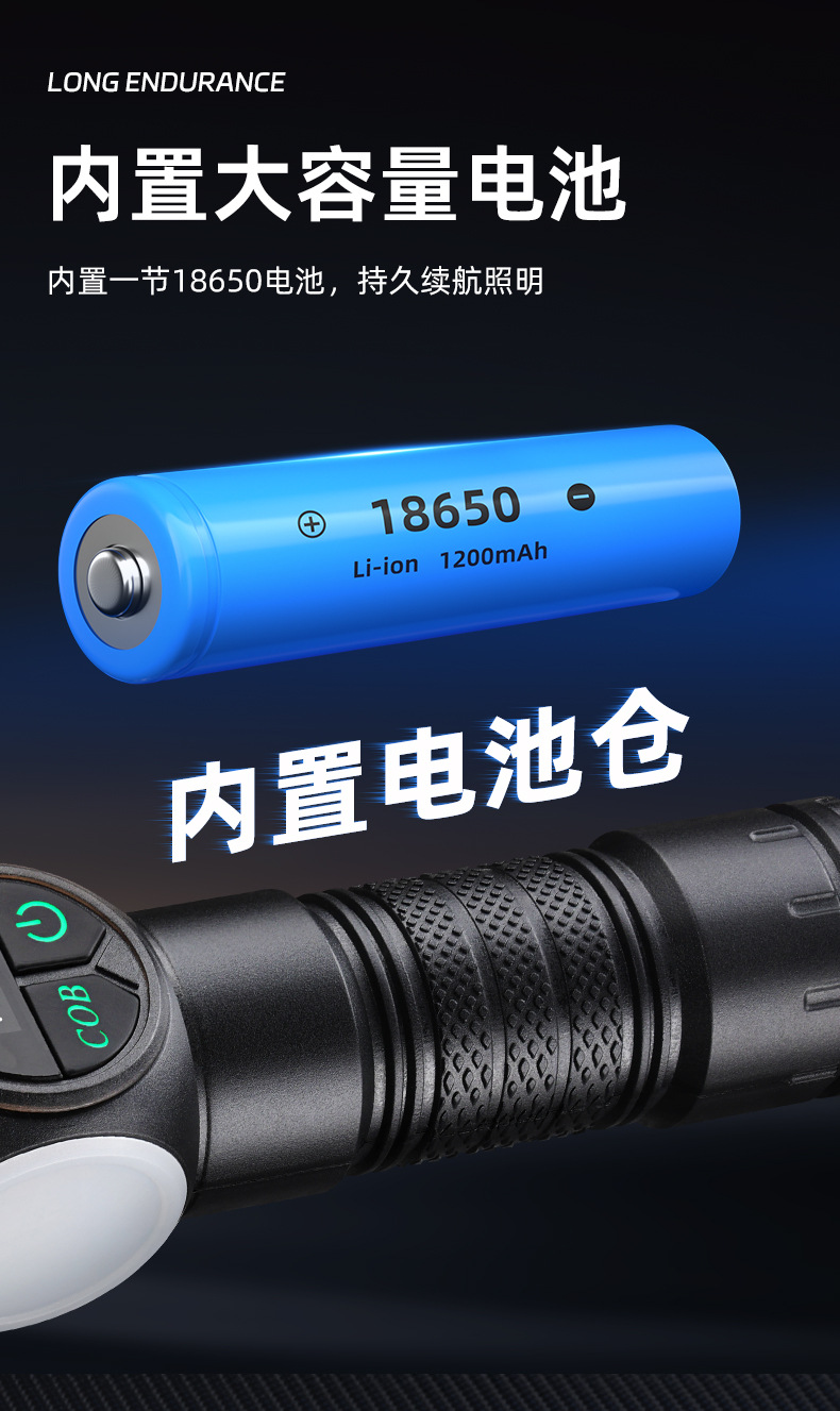 New cross-border multi-functional high-intensity flashlight, outdoor COB side light portable outdoor emergency maintenance strong magnetic flashlight pic 14
