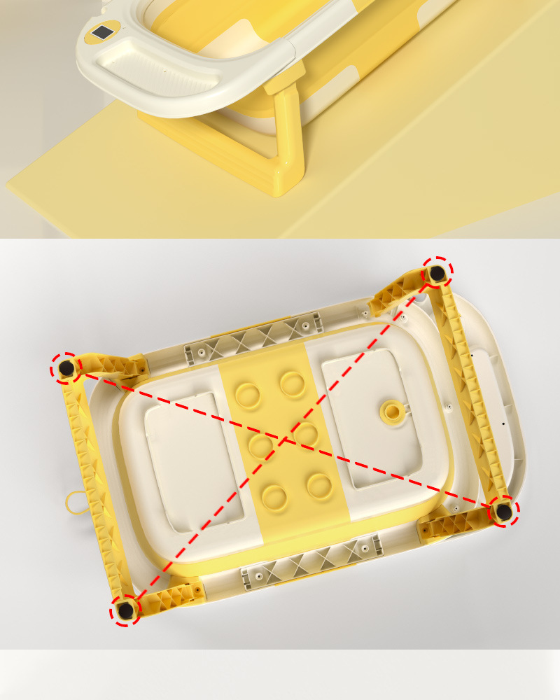 跨境便携新生婴儿童三折叠加大浴盆定制宝宝带温度计加厚浴缸澡盆详情6