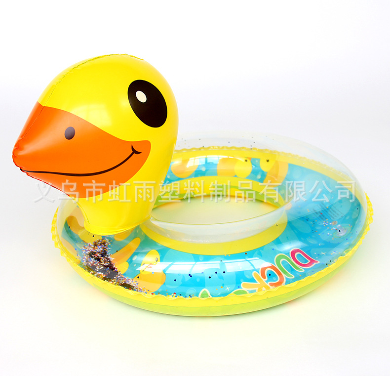 儿童泳圈婴儿座圈充气亮片坐圈带头艇宝宝戏水圈小黄鸭加厚游泳圈详情4