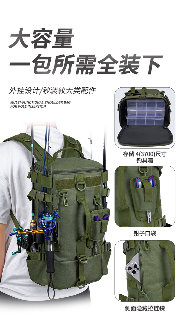 The water-resistant waterway sub-bag is a multi-functional large-capacity dry-wet separation fishing bag that can be attached with fishing gear and backpacks pic 10