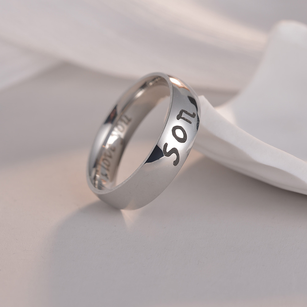Aliexpress European and American jewelry family rings, DAD MOM rings, I LOVE YOU family rings, 6mm smooth surface pic 6