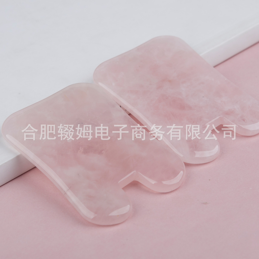跨境粉晶绿东陵玉石刮痧片凹型刮痧板背部脸部按摩美容器礼品厂家详情11