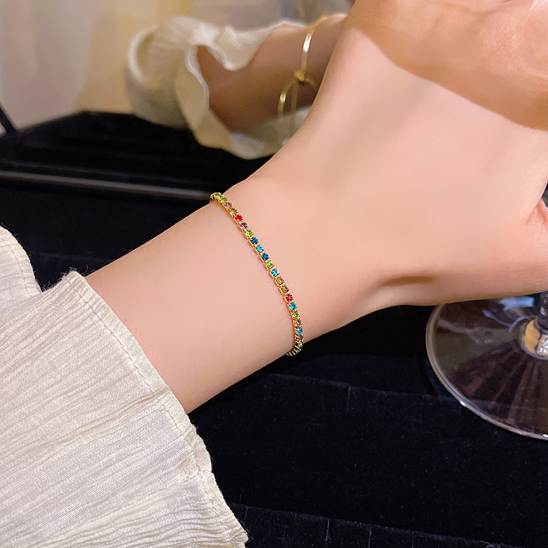 彩色多巴胺锆石手镯女设计感麻花扭结精致手链满钻双层叠戴手饰潮详情38