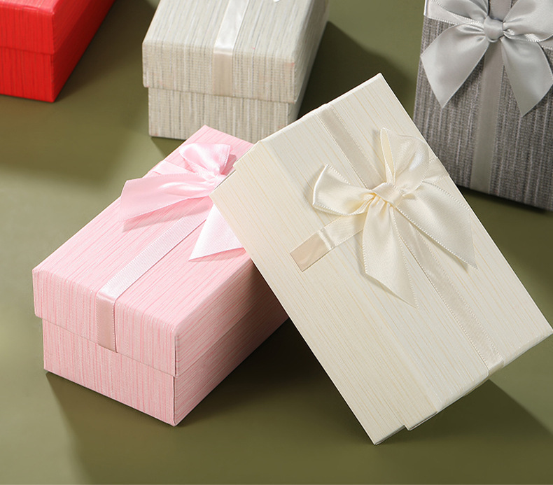 New rectangular top and bottom cover gift box for festivals and birthdays, simple paper gift box, gift bow packaging box pic 15