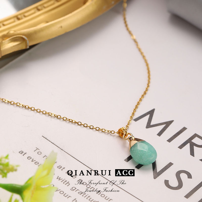 The new green-cut natural stone necklace and pendant are French niche and light luxury design accessories that are fashionable and simple pic 18