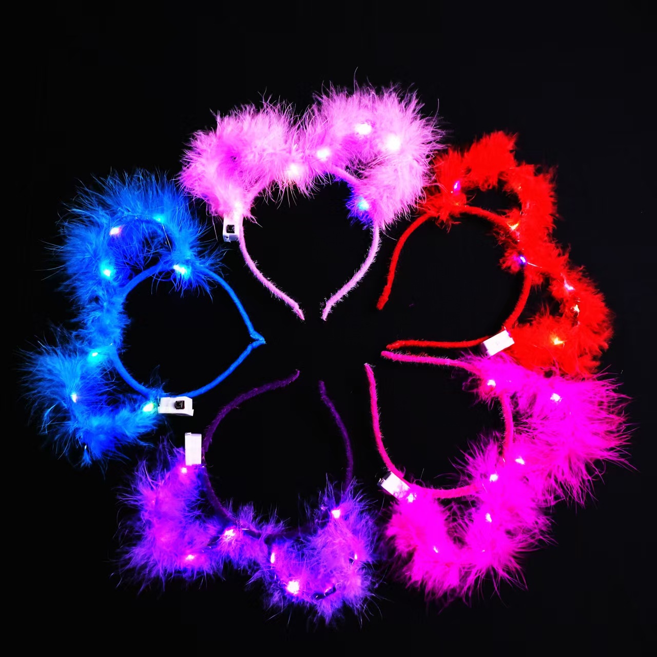New luminous feather Mickey headband, colored light luminous headband, night market, street stall, scenic area and concert luminous headband pic 11