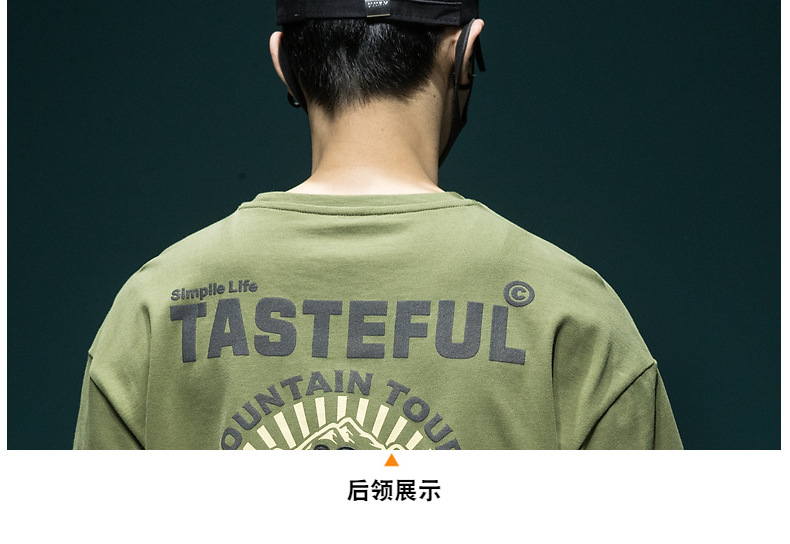 夏季美式复古重磅大印花短袖t恤男宽松大码ins潮流绿色体恤上衣男详情35