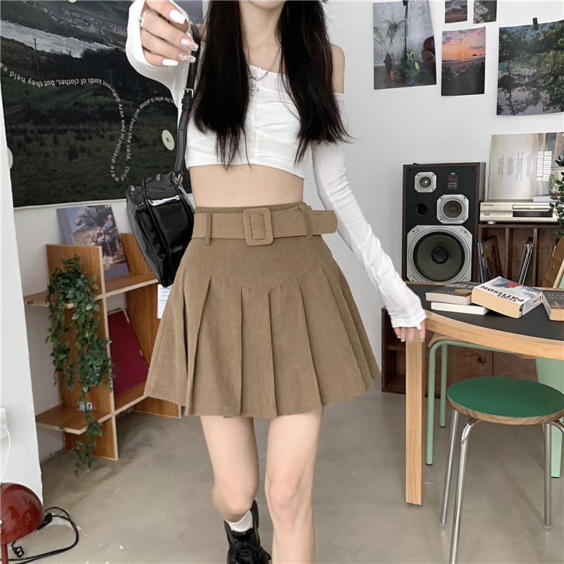 秋冬季韩版2024新款时尚辣妹高腰显瘦短款百搭纯色百褶半身裙子女详情23