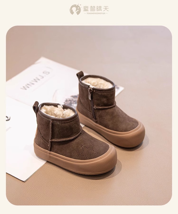 韩版女童鞋雪地靴2024新款冬季儿童棉鞋防滑加绒大童靴子皮毛一体详情10