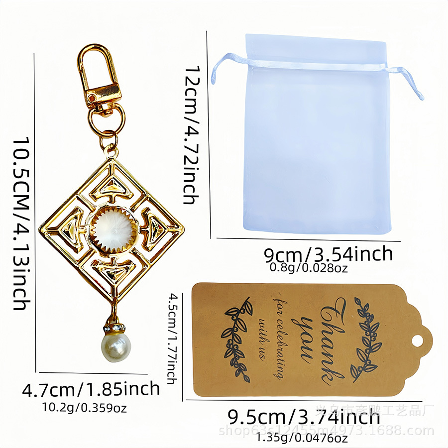 跨境新款四方镶钻钥匙圈包包小礼品钥匙扣金属挂饰派对钥匙扣挂件详情2