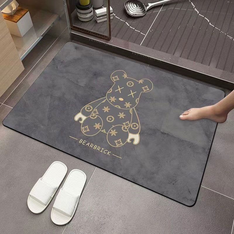 No-wash diatom mud household door entrance bathroom absorbent floor mat, kitchen and bathroom rubber anti-slip large foot mat pic 10
