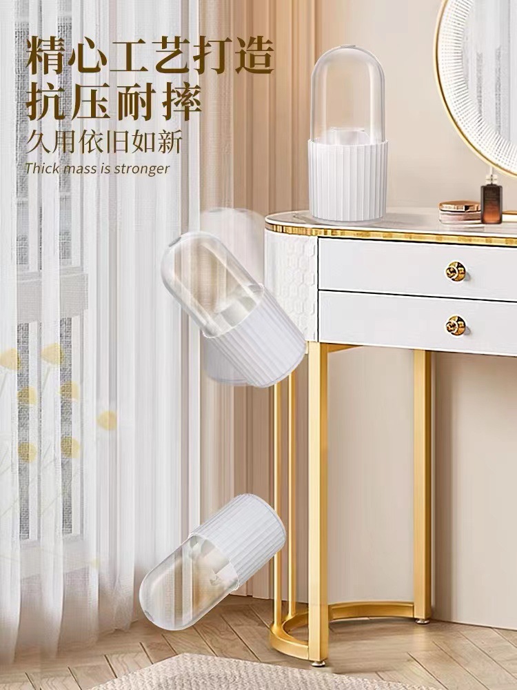 Vertical line makeup brush storage cylinder, rotating dust-proof desktop, lipstick loose powder, dressing table shelf, cosmetics storage box pic 14