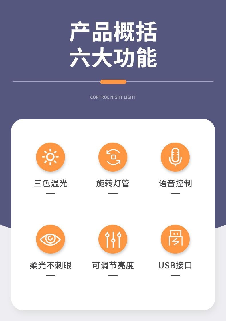 智能语音USB小夜灯床边灯声控灯声音控制家用宿舍起夜实惠实用详情2