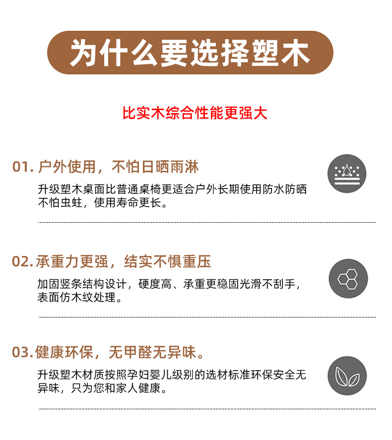 户外桌椅露天外休闲别墅咖啡厅摆塑木防腐庭院组合套装餐桌椅桌椅详情6