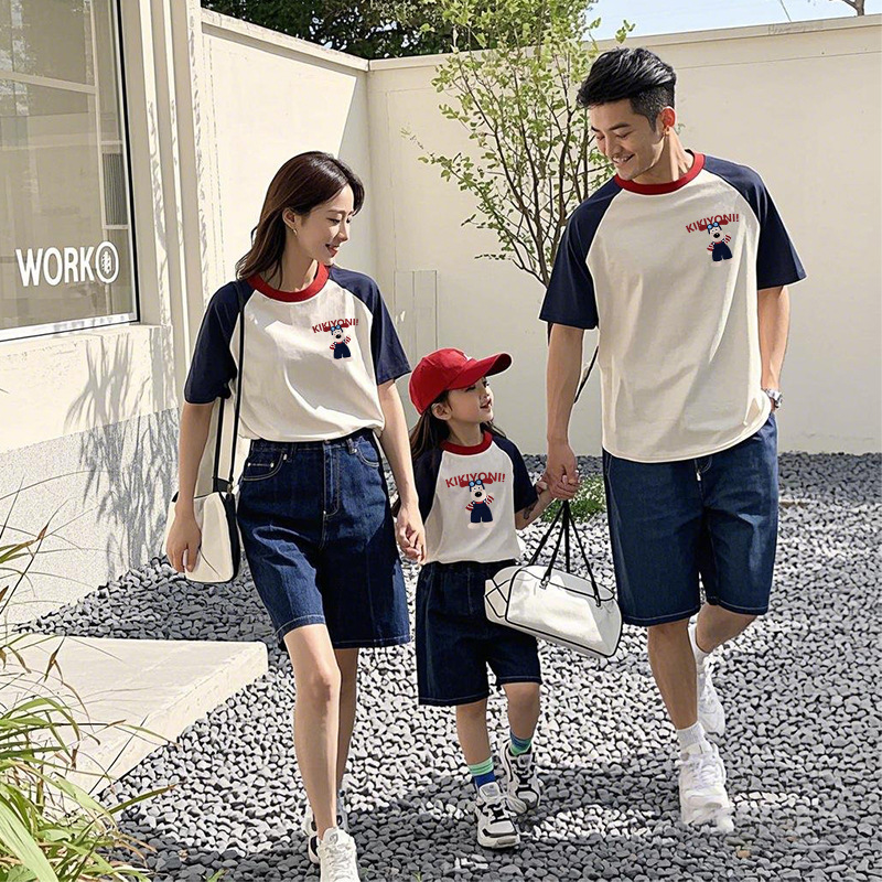 亲子装夏t恤2025一家三四口短袖全家服拍照沙滩亲子高级感母女装详情10