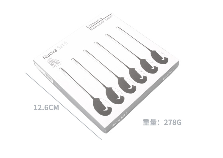 厂家批发韩式勺叉六件套礼盒不锈钢餐具长柄勺子高档礼品套装餐勺详情5