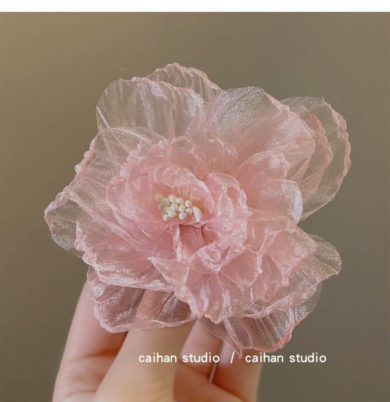 网纱发夹花朵氛围感女发饰夏2024新款刘海碎发夹超仙纯欲风边夹子详情5