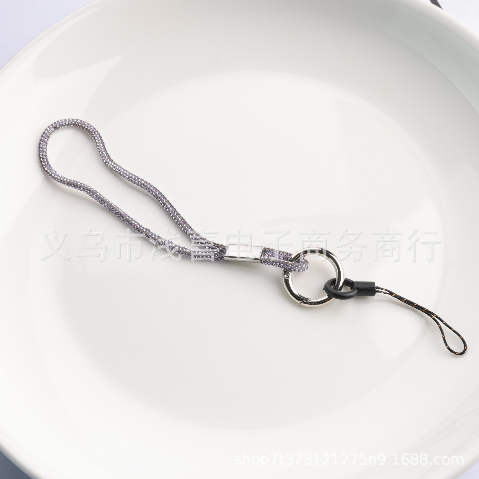 欧美新款手机挂链高级感奢华镶水钻链满闪钻证件吊牌绳手机挂链绳详情7