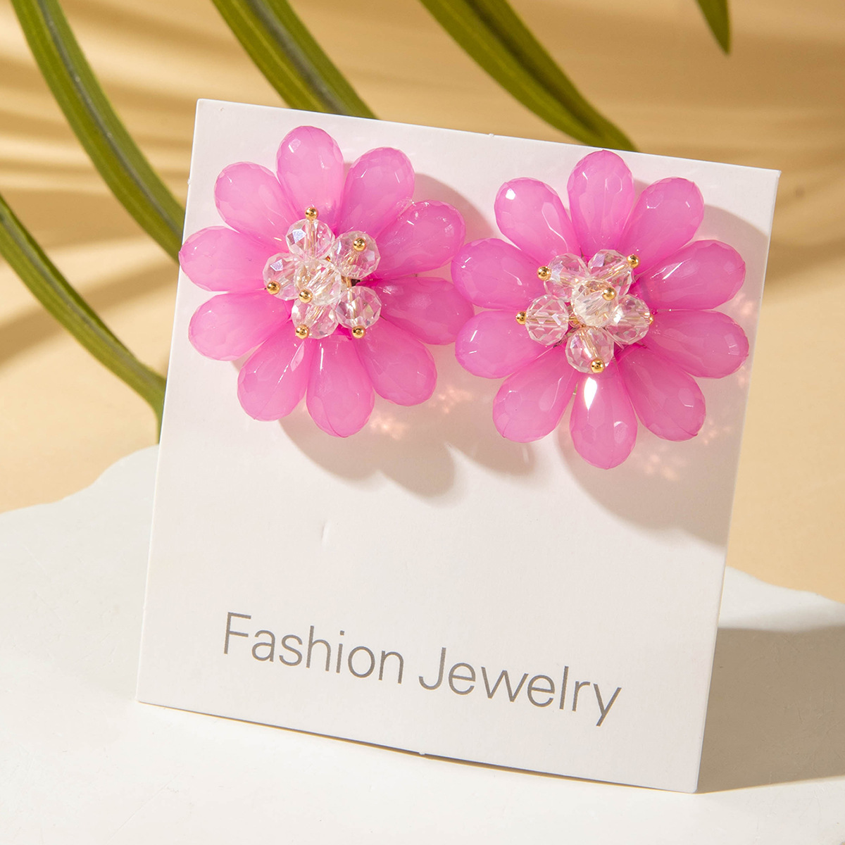 亚马逊跨境清新甜美彩色树脂花瓣花朵耳钉气质多巴胺 耳环耳饰女详情64